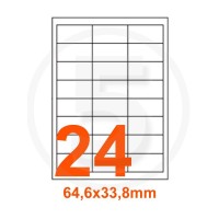 Etichette adesive 64,6x33,8mm, in carta bianca