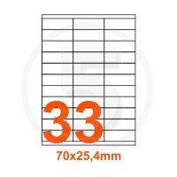 Etichette adesive 70x25,4mm, in carta bianca