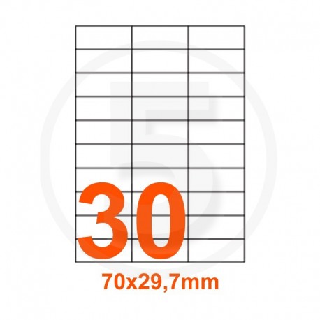 Etichette adesive 70x29,7mm, in carta bianca