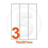 Etichette adesive 70x297mm, in carta bianca