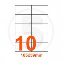 Etichette adesive 105x59mm, in carta bianca