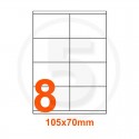 Etichette adesive 105x70mm, in carta bianca