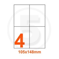 Etichette adesive 105x148mm, in carta bianca