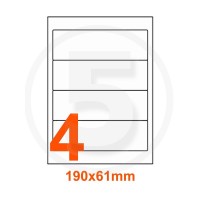 Etichette adesive 190x61mm, in carta bianca