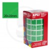 Etichette adesive quadrate color Verde. Bollini quadratti 20x20mm