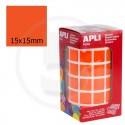 Etichette adesive quadrate color Arancione. Bollini quadratti 15x15mm
