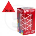 Etichette adesive triangolari color Rosso. Bollini triangolari con ogni lato di 20mm