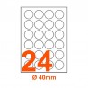 Etichette adesive rotonde diametro 40mm, in carta bianca