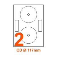 Etichette adesive per CD diametro 117mm, in carta bianca