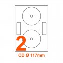 Etichette adesive per CD diametro 117mm, in carta bianca