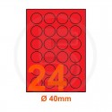 Etichette adesive pastello diametro 40mm color Rosso