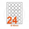 Etichette adesive diametro 40 Bianche, con bordino di sicurezza