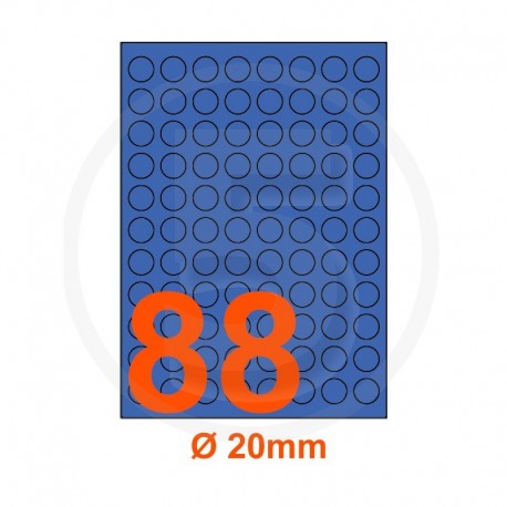Etichette adesive pastello diametro 20mm color Blue