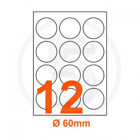 Etichette adesive rotonde diametro 60 Bianche con bordino