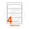 Etichette adesive 190x61 Bianche, con bordino di sicurezza