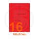 Etichette adesive pastello 105x37mm color Rosso