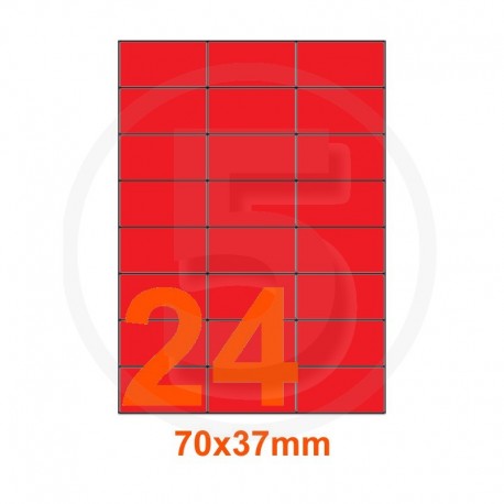 Etichette adesive pastello 70x37mm color Rosso