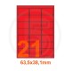 Etichette adesive pastello 63,5x38,1mm color Rosso