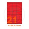 Etichette adesive pastello 63,5x38,1mm color Rosso