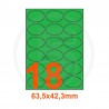 Etichette adesive pastello 63,5x42,3mm color Verde
