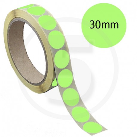 Bollini adesivi colorati diametro 30mm. Etichette adesive rotonde color Verde Chiaro