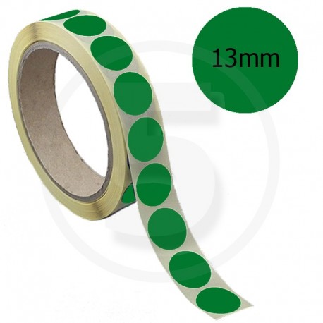 Bollini adesivi colorati diametro 13mm. Etichette adesive rotonde color Verde Scuro
