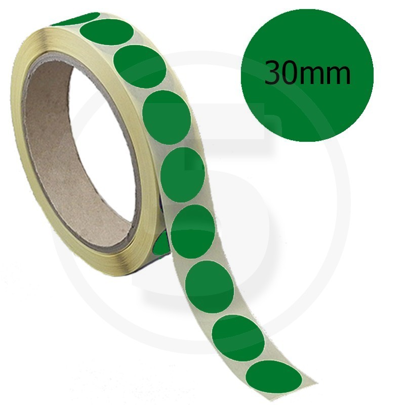 Bollini adesivi colorati rotondi 30mm, Verde Scuro