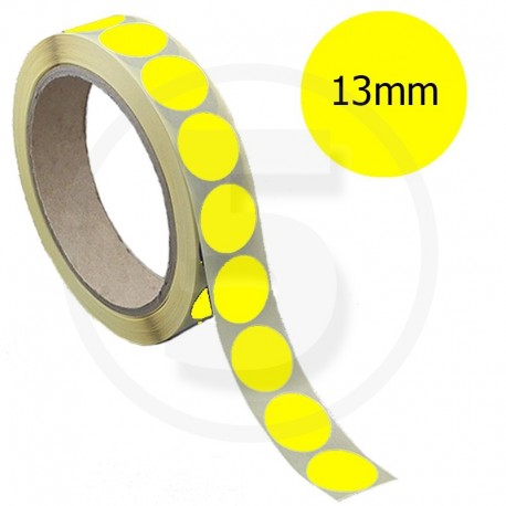 Bollini adesivi colorati rotondi 13mm, Giallo