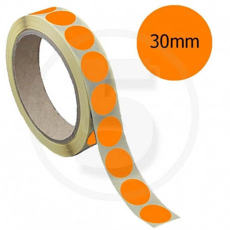 Bollini adesivi colorati rotondi 30mm, Arancione