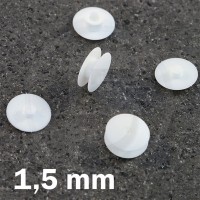 Rivetto in plastica - Bottone a pressione 1,5 mm, Bianco,testa sottile