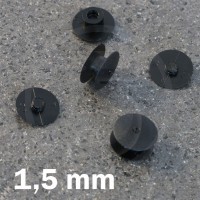 Rivetto in plastica - Bottone a pressione 1,5 mm, Nero,testa sottile