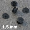 Rivetti in plastica - Bottoni a pressione 1,5 mm, Nero, testa sottile