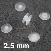 Rivetto in plastica - Bottone a pressione 2,5 mm, Trasparente,testa sottile