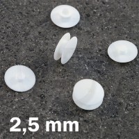 Rivetto in plastica - Bottone a pressione 2,5 mm, Bianco,testa sottile