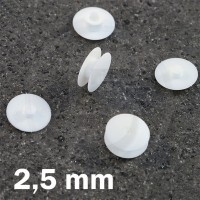 Rivetti in plastica - Bottoni a pressione 2,5 mm, Bianco, testa sottile