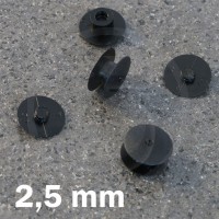 Rivetto in plastica - Bottone a pressione 2,5 mm, Nero,testa sottile