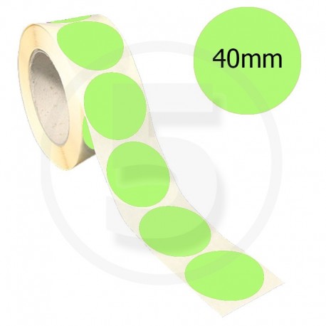 Bollini adesivi colorati diametro 40mm. Etichette adesive rotonde color Verde Chiaro
