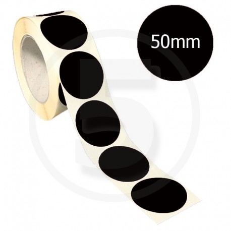 Bollini adesivi colorati diametro 50mm. Etichette adesive rotonde color Nero