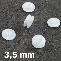 Rivetti in plastica - Bottoni a pressione 3,5 mm, Bianco, testa sottile