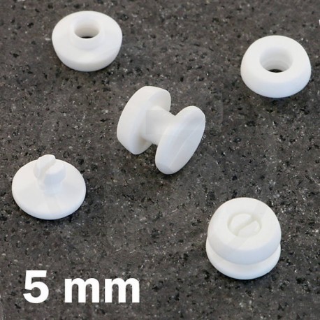 Rivetti in plastica - Bottoni a pressione 5 mm, Bianco