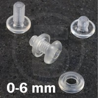 Rivetti in plastica - Bottoni a pressione, 0-6 mm con foro, Trasparente