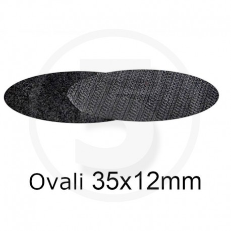 Bollini in velcro autoadesivi extra sottili, ovali 35x12mm, Nero