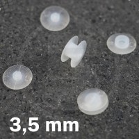 Rivetti in plastica - Bottoni a pressione 3,5 mm, Trasparente, testa sottile