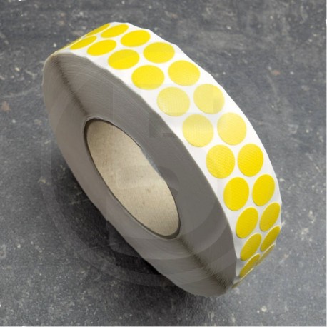 Bollini adesivi colorati in tessuto diametro 15mm. Etichette adesive rotonde color Giallo