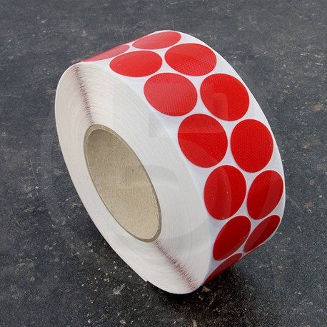 Bollini adesivi colorati in tessuto diametro 30mm. Etichette adesive rotonde color Rosso