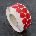 Bollini adesivi colorati in tessuto diametro 30mm. Etichette adesive rotonde color Rosso