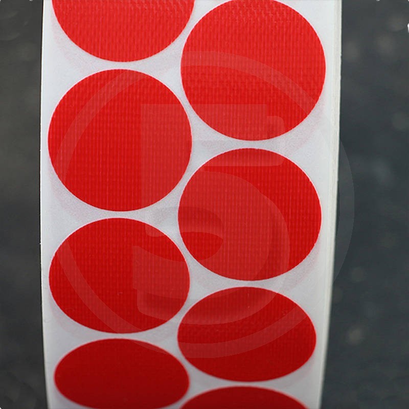 Bollini adesivi colorati in tessuto rotondi 30mm, Rosso