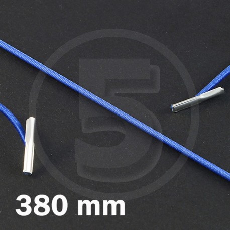 Cordino elastico rotondo con terminali in metallo, lunghezza 380mm, Blu medio