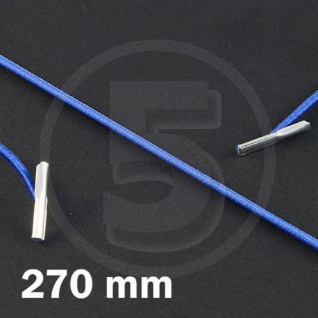 Cordino elastico rotondo con terminali in metallo, lunghezza 270mm, Blu medio