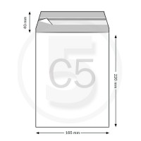 Sacchetti con chiusura adesiva, formato C5 165x230mm, in OPP 30micron